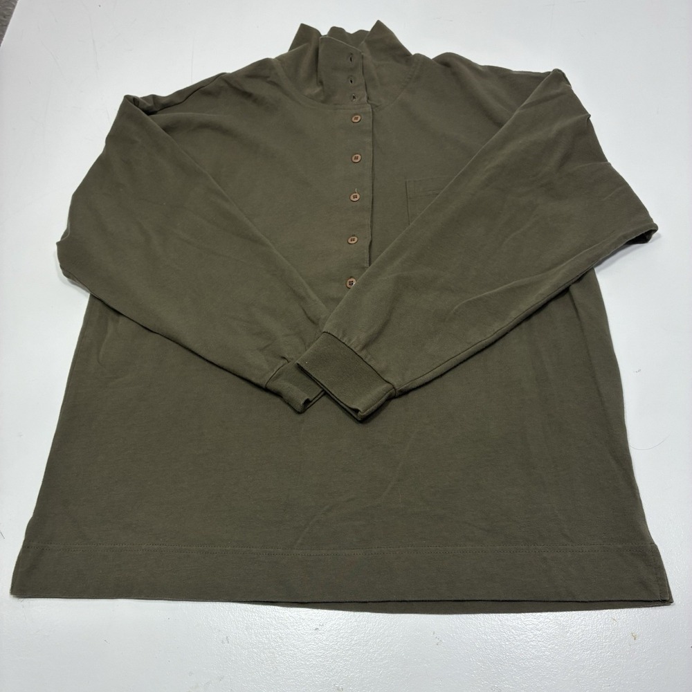 Woolrich Women's L Henley Pullover Top Army Green Long Sleeve Casual outdoor